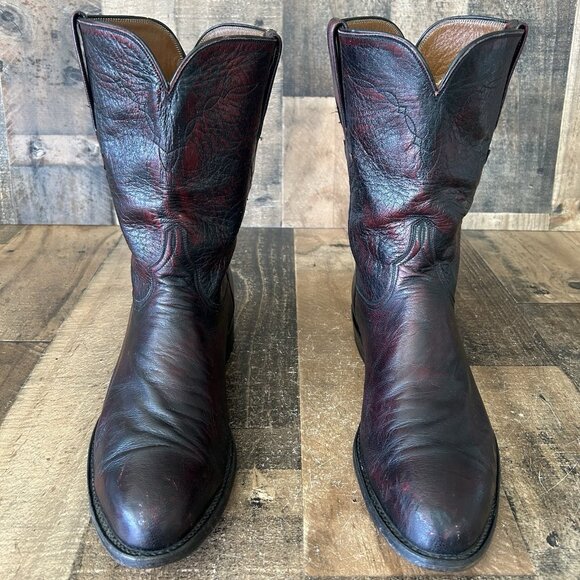 Lucchese Classics P0374 Black Cherry Roper Western Cowboy Boots Mens 10.5 EE - Picture 6 of 12